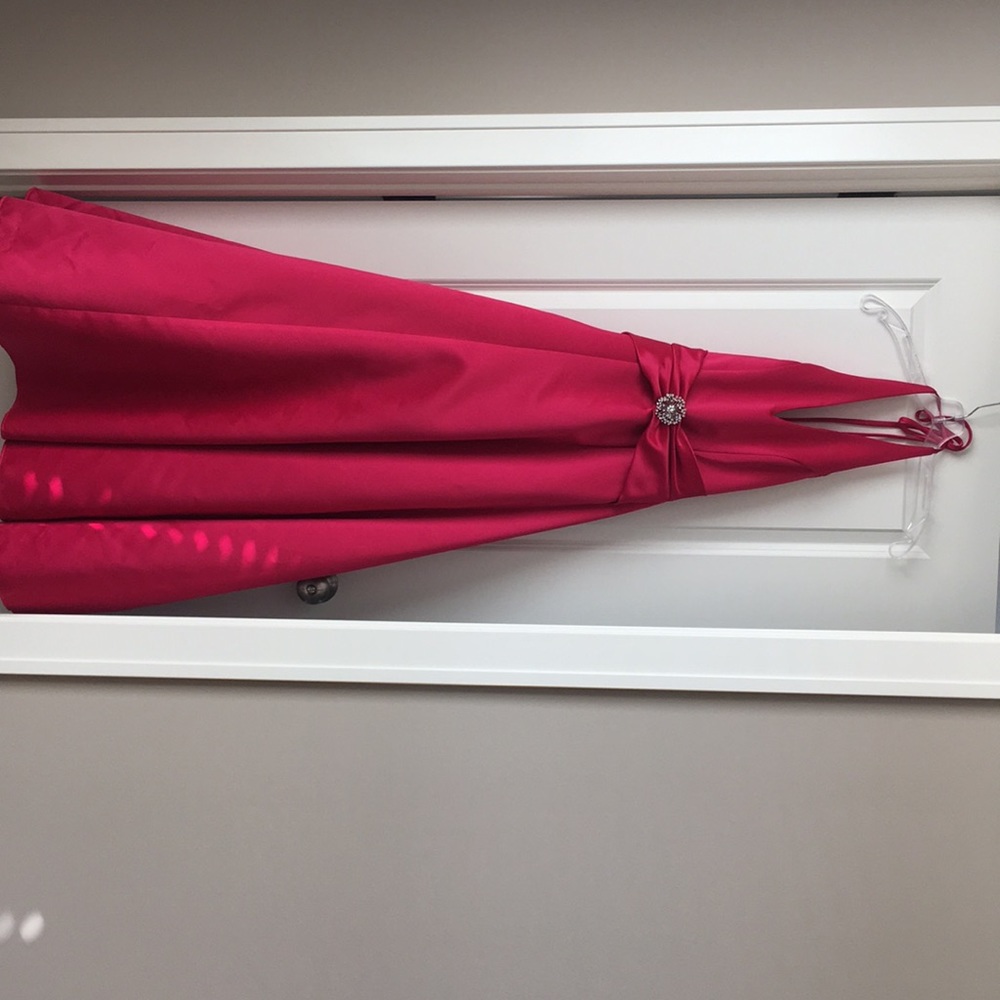 Long dark pink prom dress